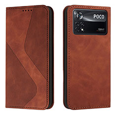 Funda de Cuero Cartera con Soporte Carcasa H03X para Xiaomi Poco X4 Pro 5G Marron