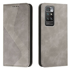 Funda de Cuero Cartera con Soporte Carcasa H03X para Xiaomi Redmi 10 (2022) Gris