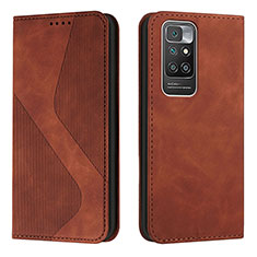 Funda de Cuero Cartera con Soporte Carcasa H03X para Xiaomi Redmi 10 (2022) Marron