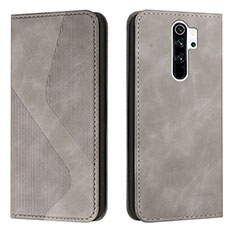 Funda de Cuero Cartera con Soporte Carcasa H03X para Xiaomi Redmi 9 Gris