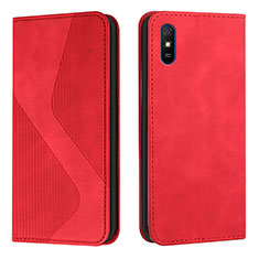 Funda de Cuero Cartera con Soporte Carcasa H03X para Xiaomi Redmi 9A Rojo