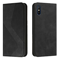 Funda de Cuero Cartera con Soporte Carcasa H03X para Xiaomi Redmi 9AT Negro