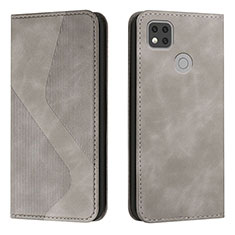 Funda de Cuero Cartera con Soporte Carcasa H03X para Xiaomi Redmi 9C Gris