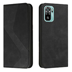 Funda de Cuero Cartera con Soporte Carcasa H03X para Xiaomi Redmi Note 10 4G Negro