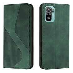 Funda de Cuero Cartera con Soporte Carcasa H03X para Xiaomi Redmi Note 10 4G Verde