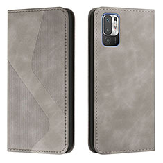 Funda de Cuero Cartera con Soporte Carcasa H03X para Xiaomi Redmi Note 10T 5G Gris