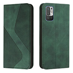 Funda de Cuero Cartera con Soporte Carcasa H03X para Xiaomi Redmi Note 10T 5G Verde