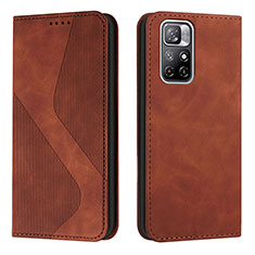 Funda de Cuero Cartera con Soporte Carcasa H03X para Xiaomi Redmi Note 11 5G Marron