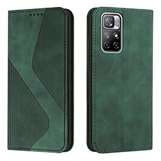 Funda de Cuero Cartera con Soporte Carcasa H03X para Xiaomi Redmi Note 11 5G Verde