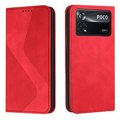 Funda de Cuero Cartera con Soporte Carcasa H03X para Xiaomi Redmi Note 11E Pro 5G Rojo