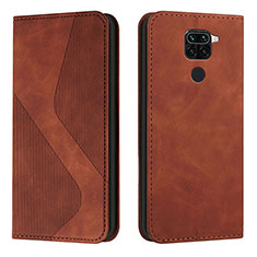 Funda de Cuero Cartera con Soporte Carcasa H03X para Xiaomi Redmi Note 9 Marron