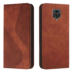 Funda de Cuero Cartera con Soporte Carcasa H03X para Xiaomi Redmi Note 9S Marron