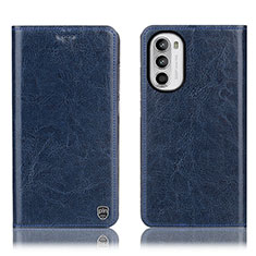 Funda de Cuero Cartera con Soporte Carcasa H04P para Motorola Moto Edge (2022) 5G Azul