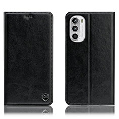 Funda de Cuero Cartera con Soporte Carcasa H04P para Motorola Moto Edge (2022) 5G Negro