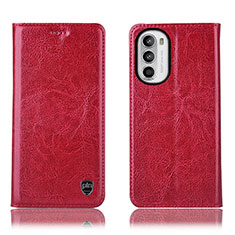 Funda de Cuero Cartera con Soporte Carcasa H04P para Motorola Moto Edge (2022) 5G Rojo