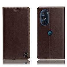 Funda de Cuero Cartera con Soporte Carcasa H04P para Motorola Moto Edge 30 Pro 5G Marron