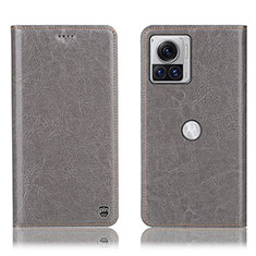 Funda de Cuero Cartera con Soporte Carcasa H04P para Motorola Moto Edge 30 Ultra 5G Gris