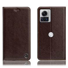 Funda de Cuero Cartera con Soporte Carcasa H04P para Motorola Moto Edge 30 Ultra 5G Marron