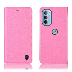 Funda de Cuero Cartera con Soporte Carcasa H04P para Motorola Moto G31 Rosa