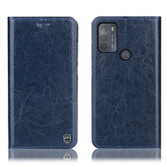 Funda de Cuero Cartera con Soporte Carcasa H04P para Motorola Moto G50 Azul