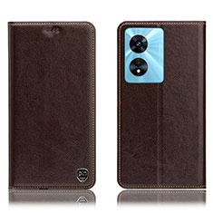 Funda de Cuero Cartera con Soporte Carcasa H04P para Oppo A1 5G Marron