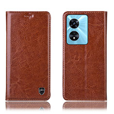 Funda de Cuero Cartera con Soporte Carcasa H04P para Oppo A1 Pro 5G Marron Claro