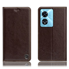 Funda de Cuero Cartera con Soporte Carcasa H04P para Oppo A18 Marron