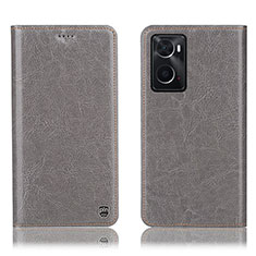 Funda de Cuero Cartera con Soporte Carcasa H04P para Oppo A36 Gris