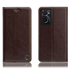 Funda de Cuero Cartera con Soporte Carcasa H04P para Oppo A36 Marron