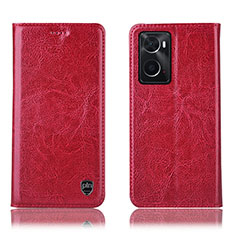 Funda de Cuero Cartera con Soporte Carcasa H04P para Oppo A36 Rojo