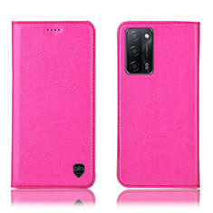 Funda de Cuero Cartera con Soporte Carcasa H04P para Oppo A55 5G Rosa Roja