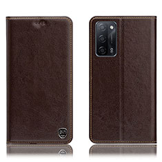 Funda de Cuero Cartera con Soporte Carcasa H04P para Oppo A56 5G Marron