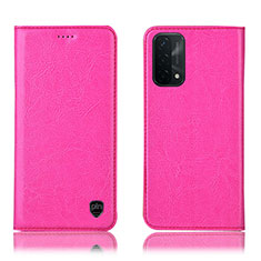 Funda de Cuero Cartera con Soporte Carcasa H04P para Oppo A74 5G Rosa Roja