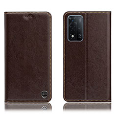 Funda de Cuero Cartera con Soporte Carcasa H04P para Oppo A93s 5G Marron