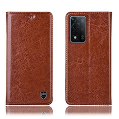 Funda de Cuero Cartera con Soporte Carcasa H04P para Oppo A93s 5G Marron Claro