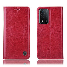 Funda de Cuero Cartera con Soporte Carcasa H04P para Oppo A93s 5G Rojo