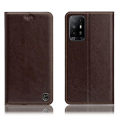 Funda de Cuero Cartera con Soporte Carcasa H04P para Oppo A95 5G Marron