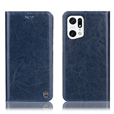 Funda de Cuero Cartera con Soporte Carcasa H04P para Oppo Find X5 5G Azul