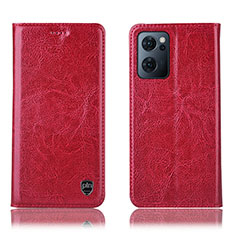 Funda de Cuero Cartera con Soporte Carcasa H04P para Oppo Find X5 Lite 5G Rojo