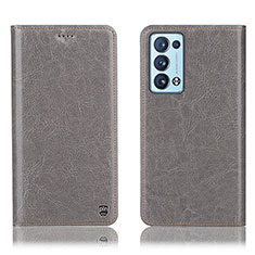 Funda de Cuero Cartera con Soporte Carcasa H04P para Oppo Reno6 Pro+ Plus 5G Gris