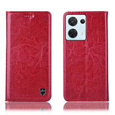 Funda de Cuero Cartera con Soporte Carcasa H04P para Oppo Reno8 5G Rojo