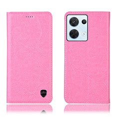 Funda de Cuero Cartera con Soporte Carcasa H04P para Oppo Reno9 Pro 5G Rosa