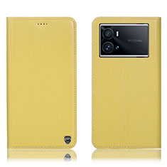 Funda de Cuero Cartera con Soporte Carcasa H04P para Vivo iQOO 9 5G Amarillo