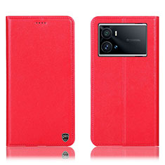 Funda de Cuero Cartera con Soporte Carcasa H04P para Vivo iQOO 9 5G Rojo