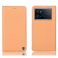 Funda de Cuero Cartera con Soporte Carcasa H04P para Vivo iQOO 9 Pro 5G Naranja