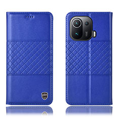 Funda de Cuero Cartera con Soporte Carcasa H04P para Xiaomi Mi 11 Pro 5G Azul