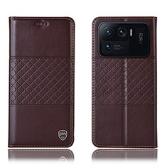 Funda de Cuero Cartera con Soporte Carcasa H04P para Xiaomi Mi 11 Ultra 5G Marron