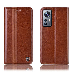 Funda de Cuero Cartera con Soporte Carcasa H04P para Xiaomi Mi 12 5G Marron Claro