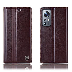 Funda de Cuero Cartera con Soporte Carcasa H04P para Xiaomi Mi 12 Pro 5G Marron