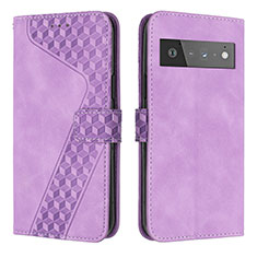 Funda de Cuero Cartera con Soporte Carcasa H04X para Google Pixel 6 Pro 5G Morado